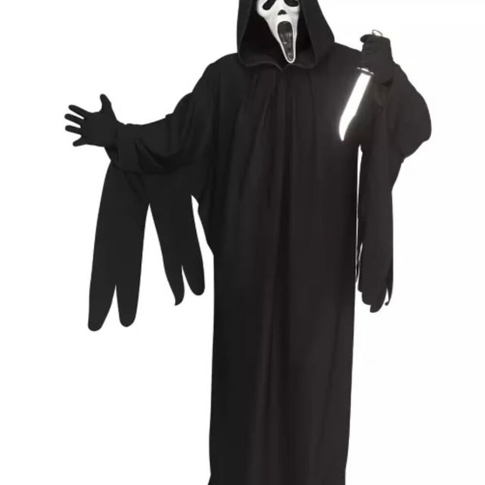Adult 30th Anniversary Glow in the Dark Ghost Face Costume NEW